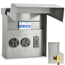 Umaogus RV Electrical Panel with Breaker, Temporary Power Outlet 20 30 50A picture