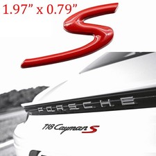For Porsche Macan Cayman 911 1x Glossy Red Metal S Badge Rear Trunk Emblem picture