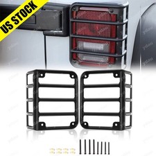 Tail Light Guards Covers Steel Metal Black Rear For 07-16 Jeep Wrangler JK NEW picture