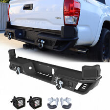 Heavy Duty Steel Rear Bumper w/LED Lights+D-Rings For 2016-2023 Toyota Tacoma picture