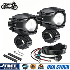 2PCS White LED Fog Spot Driving Lights Hi-Lo Beam For Harley-Davidson Motorcycle picture