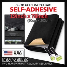 Premium Self-Adhesive Suede Fabric Wrap w/ Tools, For Cars, 19 in x 78 in, Black picture