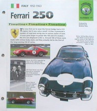 FERRARI 250 Timeline History Brochure: GTO,MM,LM,GT,SWB,TESTA ROSSA,LUSSO,GTE,  picture