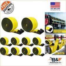 Flatbed Trailer Winch Straps 4'' x 30' - 10 Pack, 18,000 lbs for Secure Hauling picture