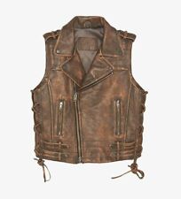 Leather Vest, Vintage Brown Leather Vest, Leather Vest For Bikers picture