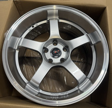 18x9.5+10.5 Staggered 5 Spoke Hyper Black Wheels Rims 5x114.3 Set of 4 NEW picture
