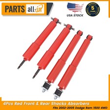 4Pcs Red Front & Rear Shocks Absorbers Fits Dodge Ram 1500 4WD 2002-2005 picture