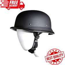 German Novelty Cap Basic Flat Black Style Motorcycle Half Helmet  picture