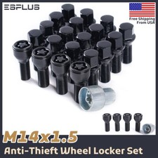 20x Genesis/Lexus/Maserati/Renault Wheel Lock Bolt M14x1.5 Black 28mm Shank picture