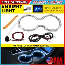 1-10x Cup Holder LED Ambient Light Accessories For Toyota Camry 18-23 Ice Blue picture
