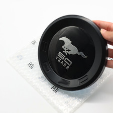 Black Round Decklid 3D Emblem Horse 5.0 Years Trunk Lid 5.9'' Badge For Mustang picture