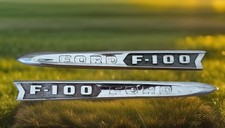 Vintage oem Factory  FORD F-100 TRUCK Torpedo Side EMBLEMS /  F 100 L & R Spears picture