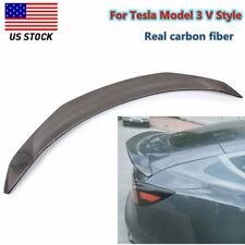Real Carbon Fiber for Tesla Model 3 V Style Sport Trunk Lid Spoiler Wing picture