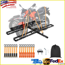 600 LBS Heavy Duty Motorcycle Hitch Carrier Universal Dirt Bike Rack with Ramp picture