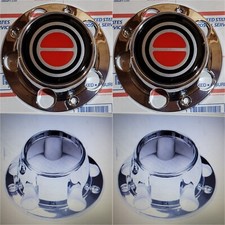 4ps 1980-1996 BRONCO F150 F-150 VAN Wheel Hub Center Cap CHROME RED New w/ Screw picture