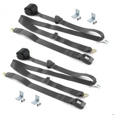 Chevy Truck 1955-59 STD 3pt Charcoal Seat Belt Kit w/ Brackets - 2 Belt rat rod picture