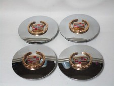 1995-2011 Cadillac DEVILLE DTS Chrome & Gold Emblems Center Wheel Caps picture