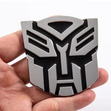 3D Transformers Autobots Optimus Prime Silver Metal Emblem Badge Decals Car picture