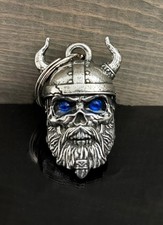 Viking Warrior Blue Rhinestone Biker Ride Bell Gremlin Good Luck Gift BB-170 USA picture