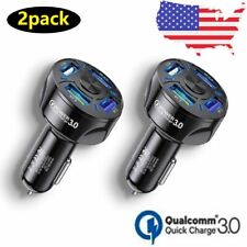 2x 4-Port USB Car Charger Adapter QC3.0 Fast Charging For iPhone Samsung Android picture