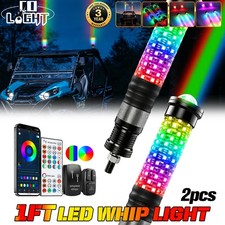 Upgrade 2x1FT Fat LED Laser Spiral Chasing RGB Whip Light For Kawasaki Teryx 800 picture