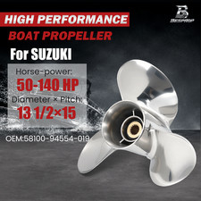 13 1/2 X 15 Stainless Steel Boat Propeller Fit Suzuki DF50-140HP 15 Tooth RH picture