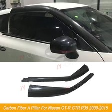 Carbon Fiber Car Side A Pillar Trims Replace for Nissan GT-R GTR R35 2009-2015 picture
