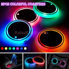 2 PCS Colorful Car Cup Holder LED USB Charging Mat Coaster Pad Changing Light US picture