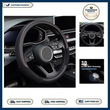 Elegant Black Faux Leather Steering Wheel Cover - 15 Inches with Easy Install picture