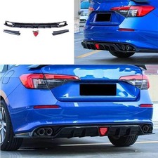 Rear Bumper Lip Diffuser Bodykit Black For Honda 11th Civic 22-23 4pc Glossy picture