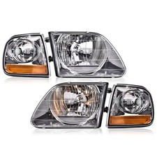 Clear Chrome Headlights & Corner Lights For 1997-2000 2001 2002 2003 Ford F150 picture