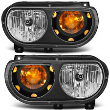 Headlights For 2008-2014 Dodge Challenger Black Headlamps LH++RH OEM CH2502219 picture