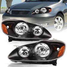 For 2003-2008 Toyota Corolla Sedan Black Headlight Assembly Headlamps Left+Right picture