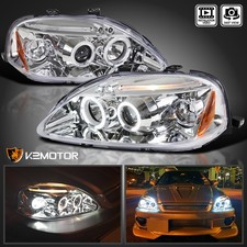 Fits 1999-2000 Honda Civic LED Halo Projector Headlights Lamps Left+Right 99-00 picture