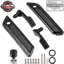 Carbon Fiber Saddlebag Hinge Cover +Handle kit for Harley Touring 2014-23 Black picture