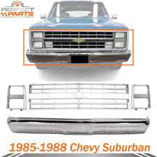 Front Bumper Chrome + Grille + Headlight Bezels For 1985-88 Chevrolet C/K-Series picture