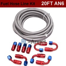 US AN6 -6AN AN-6 Fitting Stainless Steel Braided Oil Gas Fuel Hose Line 20FT Kit picture
