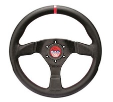 SPARCO For R383 Champion Black Leather Steering Wheel With Black Stitching picture
