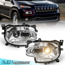 Pair Chrome Halogen Projector Headlights For Jeep Cherokee 2014-2018 Headlamps picture