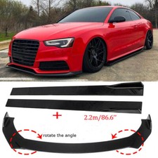 Front Bumper Lip Glossy Black +86.6'' Side Skirts For AUDI A4 A5 A6 A7 S4 S5 picture