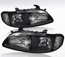 For 2000-2003 Nissan Sentra Black Housing Set Headlights Clear Lamps Left+Right picture