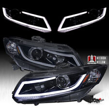 Fit 2012-2015 Honda Civic Sedan Smoke Black LED Tube Projector Headlights Lamps picture