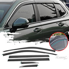 FITS 2023-2024 HONDA CRV CR-V SMOKE TINTED TAPE-ON WINDOW VISOR W/ CHROME TRIM picture
