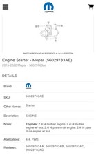 NEW Genuine Mopar 56029783AF Engine Starter Jeep Chrysler 2.4L Factory Original picture