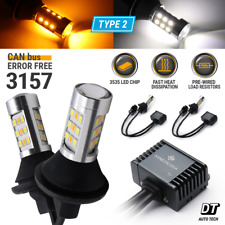 Syneticusa 3157 LED DRL Switchback Turn Signal Parking Light Bulbs White/Amber picture