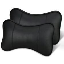 2PCS Black Real Leather Car Seat Headrest Neck Cushion Pillows Universal picture
