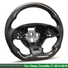 For 2014‑2019 Corvette C7 Real 3K Carbon Fiber D‑Shape Steering Wheel Perforated picture