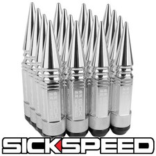 SICKSPEED 16PC CHROME SPIKED ALUMINUM EXTENDED 108MM 3 PC LUG NUTS 12X1.5 N16 picture