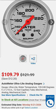 Autometer Mechanical  Water Temp Gauge New On Box. picture