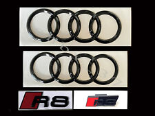 Audi R8 Rings Hood Rear Emblem Front Boot Trunk Badge Gloss Black for R8 picture